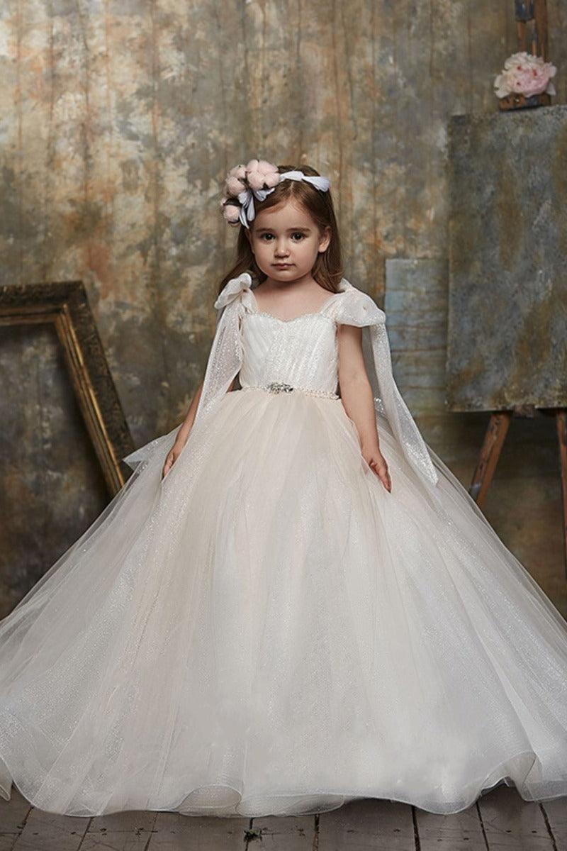 A-Line Sweep-Brush Train Tulle Flower Girl Dresses 689572763986 - 10 Days / As Picture / 2 - COCOMELODY